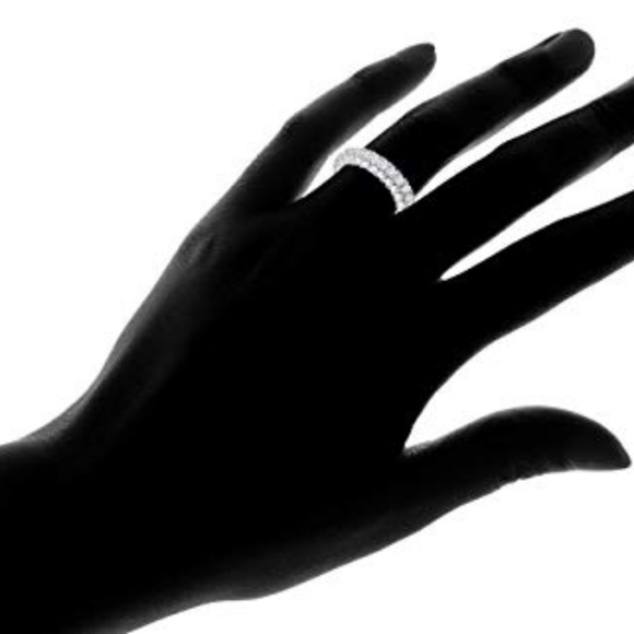 18k White Gold Plated Cubic Zirconia Eternity Band - Picture 4 of 5